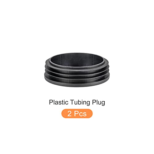 Image of METALLIXITY Round Post End Caps (3.54 inchx0.98 inch) 2pcs, Plastic Tubing End Cap Plug - for Decoration Furniture, Handrail Stair, Black