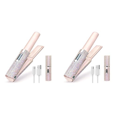 Dxoniislh 2X 2 en 1 EléCtrico USB Alisador de Pelo Cepillo Alisador Plancha Peine Multifuncional Alisador Styler