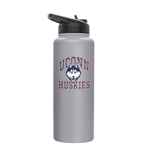 Image of Logo Brands NCAA UConn Huskies 34oz Athletic Quencher Bottle - Double-Wall Insulated, Stainless Steel, No-Spill Lid, Easy Carry Handle