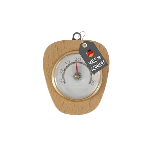 Lantelme Holzthermometer Temperaturanzeige -10°C bis 50°C Analog | 7,5cm x 6,7cm für Innen Zimmer | Nussholz Bimetall Holz Thermometer mit...