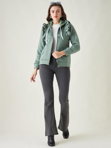Image of Pivl Women Solid Hooded Casual Jacket For Winter||Winterwear||