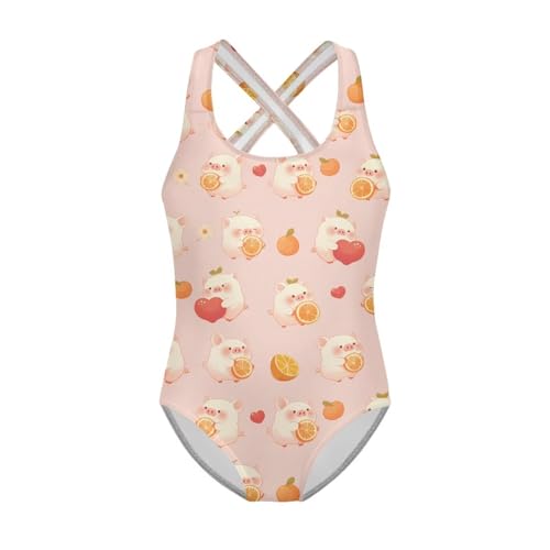 Summer One-Piece Bathing Suit for Girls, Cross-Back Straps Swimsuit, Elastic Fit, for Beach Trips, Swim Lessons