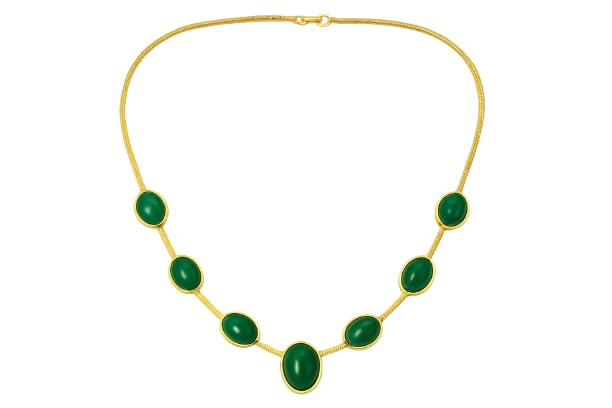 BLUEOCEAN PERFUMES Elegant Oval Green Crystal Pendant Necklace Set with Matching Bracelet | Stylish Gold-Plated Jewelry Set for Women &amp; Girls | Perfect for Parties, Weddings &amp; Gifting