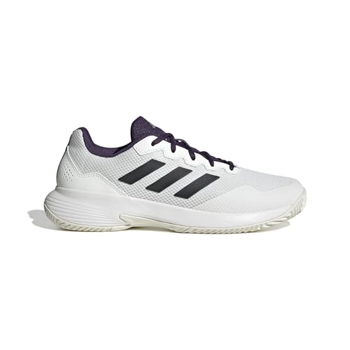 adidas Herren Gamecourt 2.0 Tennis Shoes Tennisschuhe, core White/core Black/Aurora Plum, 43 1/3 EU