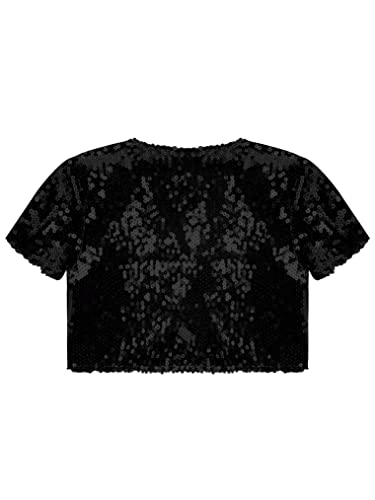 ACSUSS Kids Short Sleeve Sequins Bolero Shrug Flower Girl Shrug Open Front Cardigan Dress Cover Up for Wedding Party3