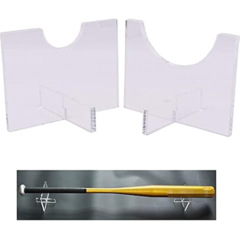 esowemsn A Set of 2pcs Clear Acrylic Baseball Bat Display Holder Horizontal Baseball Bat Brackets Desktop Display Shelf Holder Brackets Wall Cover