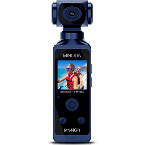Minolta 4K Ultra HD Pocket Camcorder – WiFi Enabled Action Camera with 16MP Photos, 170° Wide...