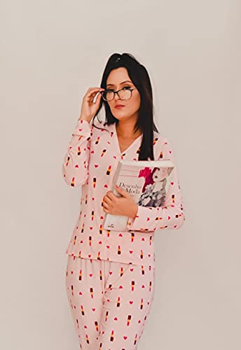 Roupa Pijama Adulto Feminino Aberto Liganete Longo Inverno Blogueira (XGG 46/48, ROSA FLORAL ESTAMPA