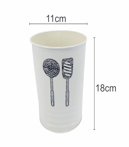 Image of COVETKART Utensils Holder For Kitchen Metal Cutlery Holder For Kitchen Dining Table Counter Top Single Compartment Able For Forks, Knives, Spoons Holder Organizer Basket Cutlery Holder, White