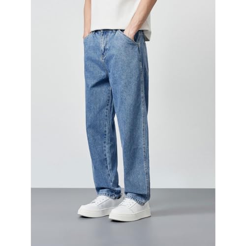Straight Leg Jeans with Drawstring Loose Denim Pants4