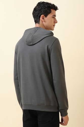 Image of Allen Solly Men's Classic Cotton Solid Hooded Sweatshirt with Kangaroo Pockets