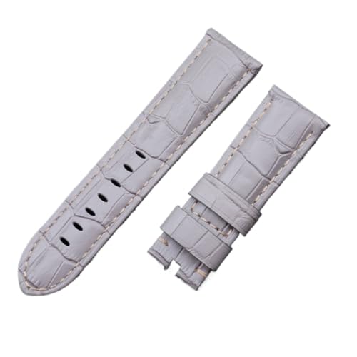 Run Ken 22mm 24mm 26mm イタリアカーフバンブーレザーウォッチバンド パネライストラップウォッチバンド バックル付き PAM441/111/386 アクセサリーと互換性あり(Grey Beige,26MM PAM_BLACK BUCKL