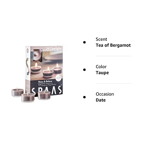 Spaas Scented Tea Lights Candles In Clear Cups - Tea Of Bergamot Fragrance | Premium Long Burning Scented Tealight Candles For Spa, Romantic Décor, Meditation, Dinner, And Home Décor | Pack Of 24 #TOP5