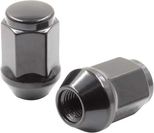 Image of Set of 24 Lug Nuts Closed End Bulge Acorn Lug Nut Style 1.38 inch Long Cone Seat 19mm (3 /4 inch) Hex Wheel Lug Nut (1 /2x20, Black)