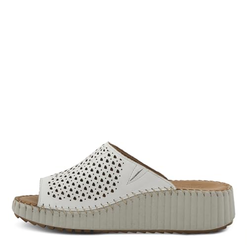 Spring Step Women's RHYDIAN Slip-On Leather Wedge Sandals – Perforated Flower Design, Cushioned Footbed, Made in Turkey3