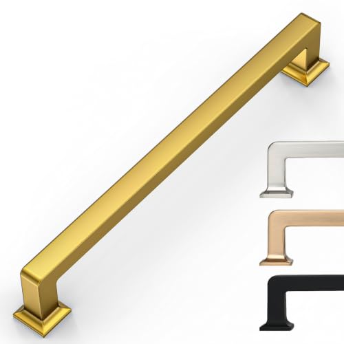 9BUILD 10 Pack 7 Inch Vibrant Brushed Moderne Brass Cabinet Pulls