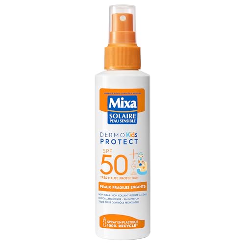 Mixa Sonnenspray für empfindliche Haut Schutz LSF 50+ UVA UVA UVB empfindliche Kinderhaut wasserfest sandbeständig hypoallergen ohne Duft 150 ml