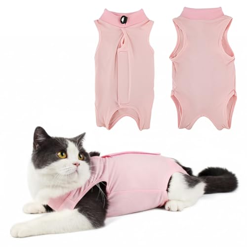 Cat Recovery Vest, Gilet de RéCupéRation de Chat, Body Chat Post Operatoire Femelle,Professional Catering Suitable for Abdominal Wounds or Diseases (Pink, S)