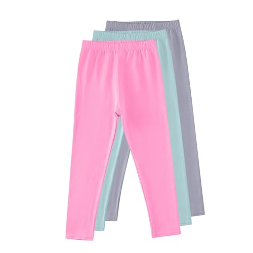 3 Pack Kids Girls Stretch Leggings Cotton Fall Fashion Comfortable Soft Pants Bottoms Set 3 Pack Bundle4
