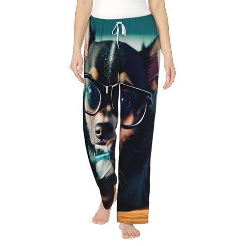 Vêtements de nuit femme chihuahua doux pantalon thermique cadeau de vacances