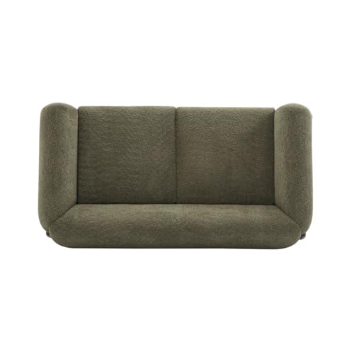 Image of Upholstered 3 Seater Sofa Three Seater Sofa with Wooden Legs for Living Room Hotels & Offices (Two Seater Boucle Green)