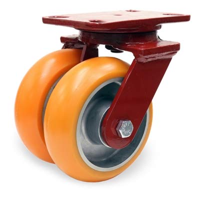 Hamilton Heavy Service Dual-Wheel Swivel Caster Part# S-HS2-62EMB 6" x 2" Ergo-Tech™ Polyurethane (87A) on Cast Iron Wheels with 1/2" Sealed Precision Ball Bearings - 1,800 lbs Capacity - USA Made