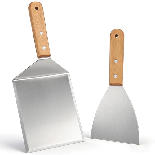 Juego de 2 Espátula Profesional para Parrilla, Espatulas para Planchade