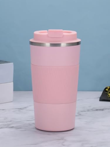 Image of Aeon Travel Mug, Insulated Coffee Cup with Leakproof Lid,Vacuum Insulation Stainless Steel Reusable for Hot Cold Coffee, Non-Slip Protective Cover (Pink)