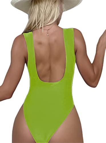 Hilinker Women's Tie Bow One Piece Swimsuit Deep V Neck Tummy Control Bathing Suit Lightgreennew Small #TOP2
