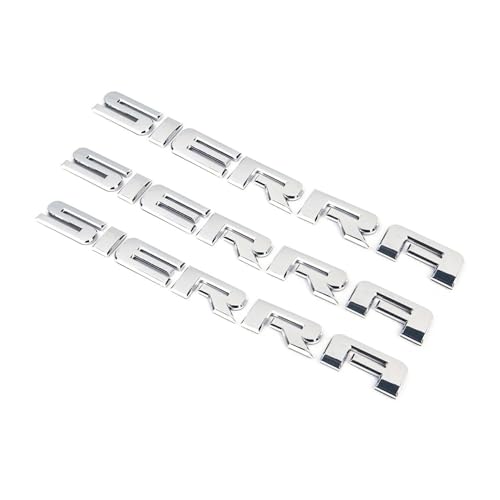 Image of 3PC Chrome Sierra Nameplates Letter Emblems Badges 2007 to 2019 Glossy for 2500Hd 3500Hd Sierra Emblem