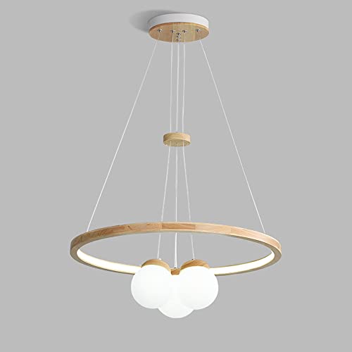 Chandelier en bois massif LED au design minimaliste et chaleureux