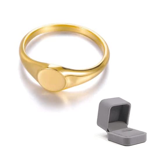 Ovaler Pinky Siegelring minimalistischer runder Ringe für Damen und Herren...