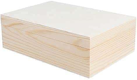 Caja madera de 29x21x7cm de pino macizo y chapa rectangular Cover