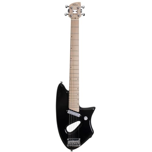 Aliyes Light Electric Guitar For Travel Full 24 75 Scale for Practice Portable Small Size Guitar Featherlight Solid Wood Body Gig Bag All Accessories KC-025 (Black)