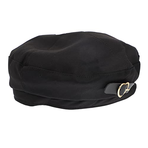 Beavorty Button Women Beret Hat Vintage Painter Style Warm Beanie Cap for Women Elegant Autumn Accessory Black