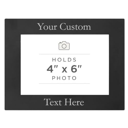 CustomGiftsNow Personalized Add Your Custom Text Engraved Anodized Aluminum Hanging/Tabletop Personlized Group Family Photo Picture Frame 4x6-inch Horizontal Black