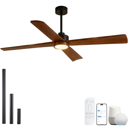 60 Inch Outdoor Smart Ceiling Fan with Light for Patio