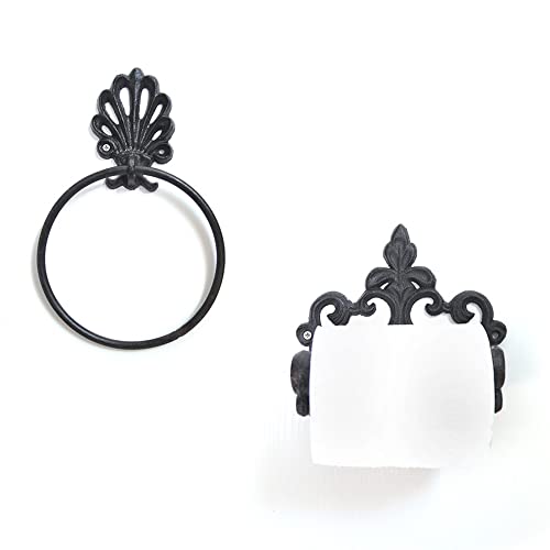 Qeunrtiy Set di Portasciugamani Portarotolo Nero