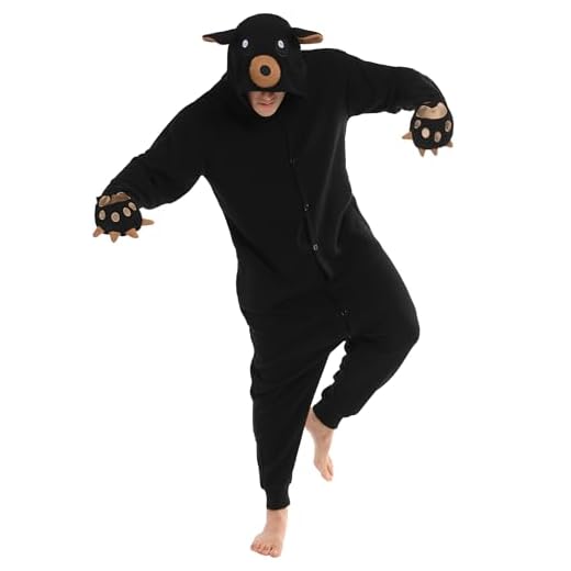 sazpajacos Unisex Pijama de Oso Disfraz de Oso Carnaval Disfraz de Cosplay Adulto Mono de Oso Fiesta de Vestir para Hombres Mujeres, Negro XXL
