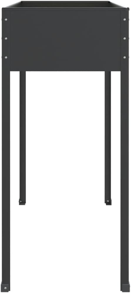 vidaXL Galvanized Steel Garden Planters Anthracite - Handy Outdoor Raised Bed for Plants, Herbs & Flowers, Decorative Stand for Patio, Deck & Balcony