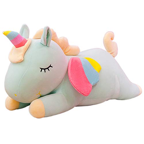FeiWen Enfants Peluche Licorne Enfants Licorne Animaux en Peluche Cadeau De Noël Décoration D'intérieur (Vert) Cover