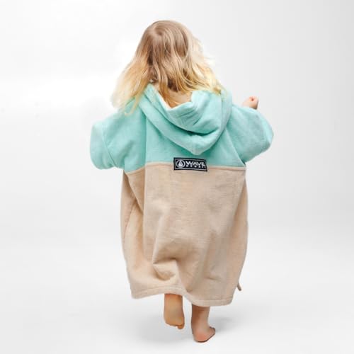WAVE HAWAII Dropsi Surfponcho für Körpergrößen von 90-120 cm Poncho 100% ÖKO Baumwolle Umkleidehilfe für Schwimmen Strand Surfen Surf Poncho Badeponcho Duschponcho für Kinder Jungen Mädchen Damen