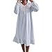 Doll Collar Pajamas for Women Long Sleeve Solid Flannel Nightdress Fashion Comfort Pajama Casual Home Midi Pjs Dress Blue