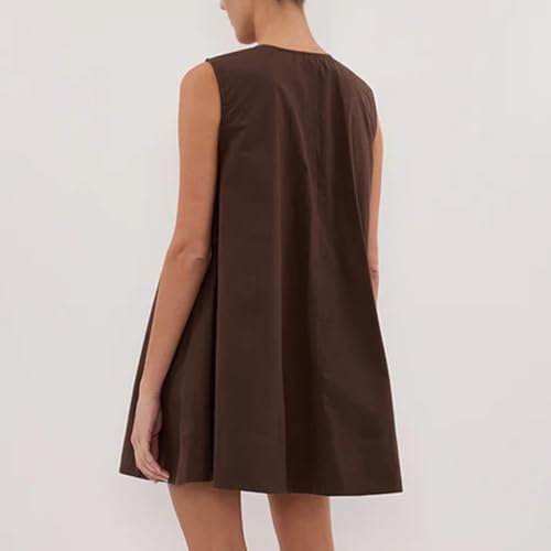 Womens Summer Sleeveless Mini Dress Babydoll Cotton Short Tank Dress Scoop Neck Beach Bubble Dresses with Pockets2