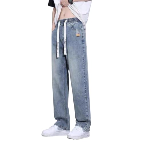 Jeans jambes larges homme grande taille élastique bleu confort