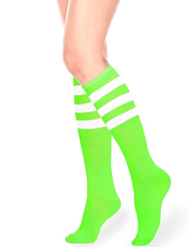 Image of Athletic Knee High Socks Stripe Running Baseball Thigh High Stockings Outdoor Sport Tube Socks