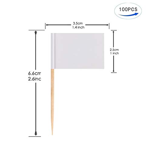 Javd 100 Pcs (White) Blank Toothpick Flags, Cheese Markers White Flags Small Mini Stick Cupcake Toppers Blank Toothpick Flags #TOP1