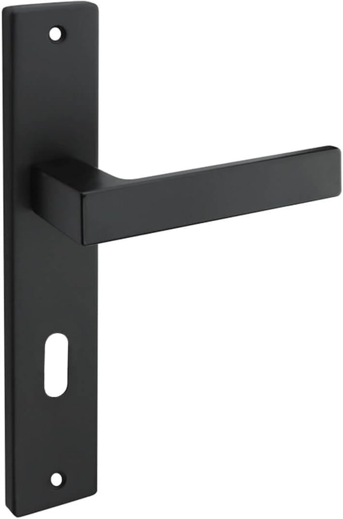 Gedotec Door Handle Set Black matt [Room Door - Oval] 1x Door Fittings Long Plate I Door Handles Interior Doors Din Standard 72 mm I Door Handle for Door Thickness 35-47 mm
