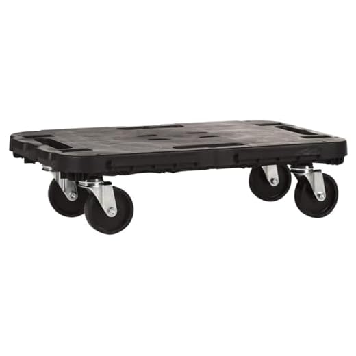 Plataforma con ruedas, en polipropileno 480x290x h 40 mm, ensamble 480x290x h 125 mm, con sistema de enganche para poder ampliar la plataforma.