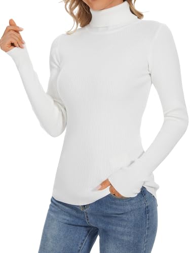 Image of Turtleneck Sweaters for Women Ribbed Long Sleeve Pullover Sweater